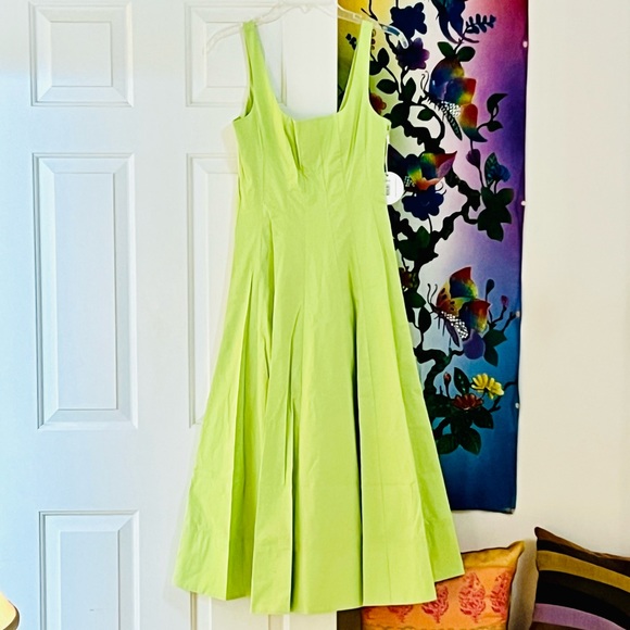 🌺🎉HP🎉🌺 NWT Staud Wells Midi Dress Lime - Picture 10 of 16